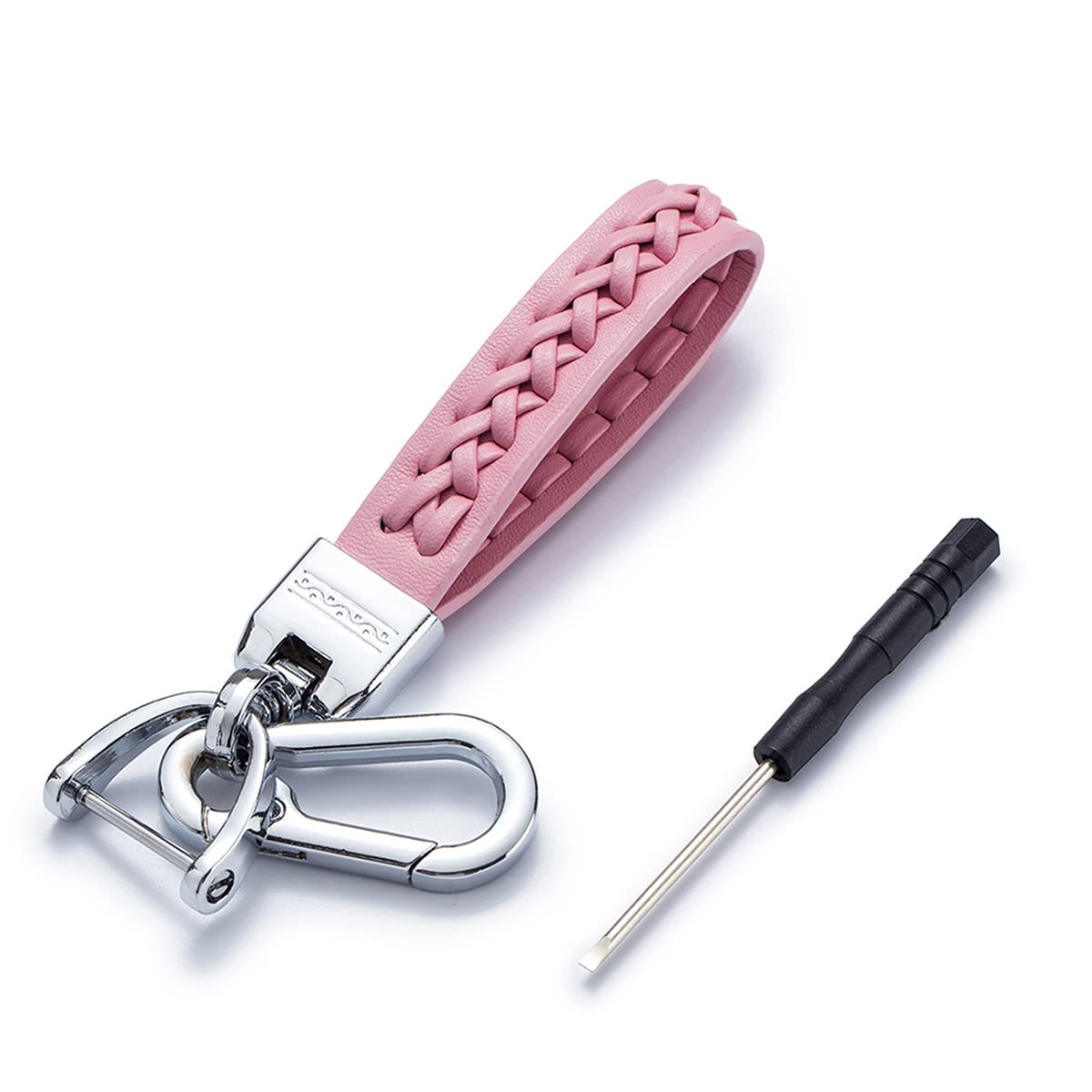 Universal Men & Women Pu Leather Keychain Accessories Metal Car Key Chain Ring, Pink