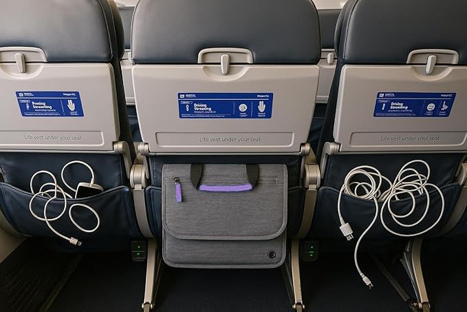 So~Mine Airplane Pocket Organizer | Tray Table Cover | In Flight Seat Back Organizer Bag | Commuter Essential Travel Bag | Media