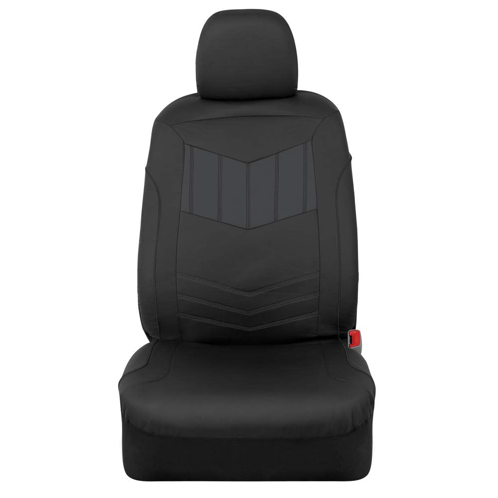 Motor Trend Super Sport Gray Faux Leather Seat Covers, Front Seats - Modern Two-Tone Design, Easy to Install Seat Protectors, Interior Covers for Car Truck Van and SUV