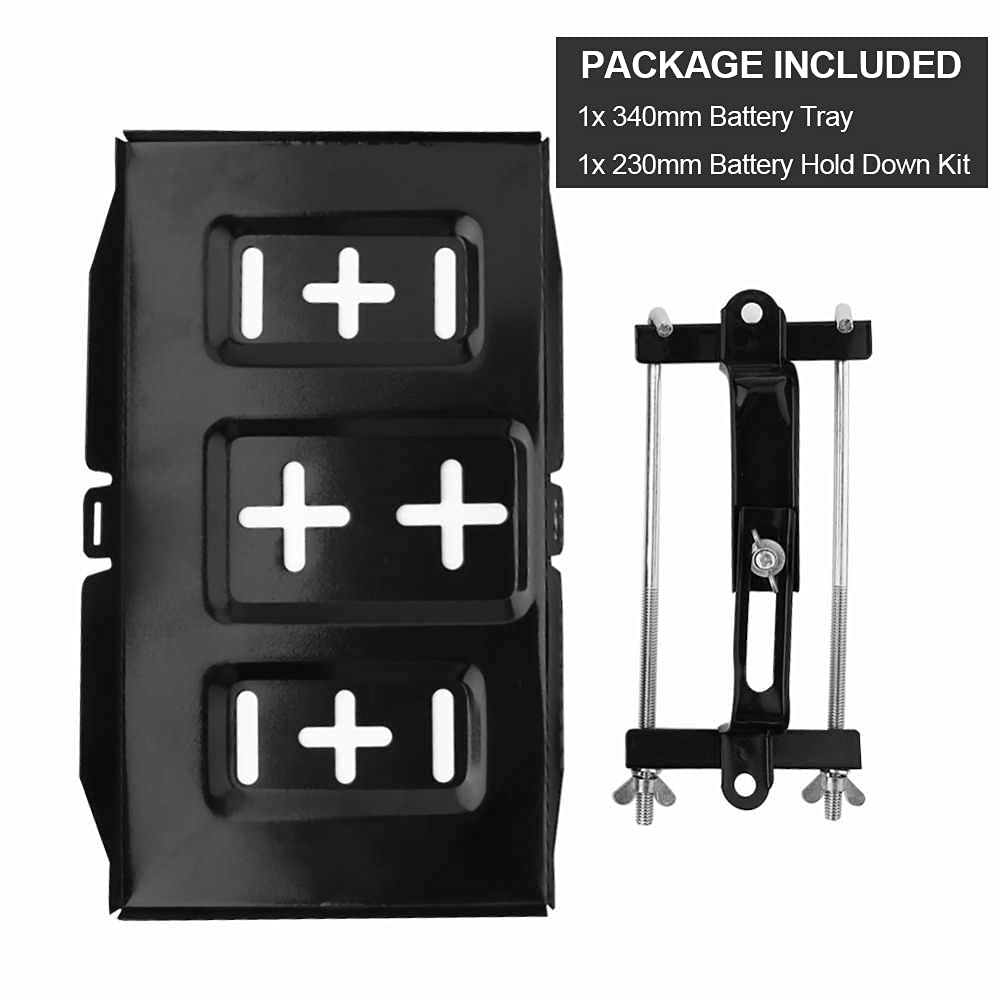 Thepro Battery Hold Down Tray Kit, Corrosion-Resistant Steel Storage Battery Holder Adjustable Bracket Clamp For Car, Boat, Mari