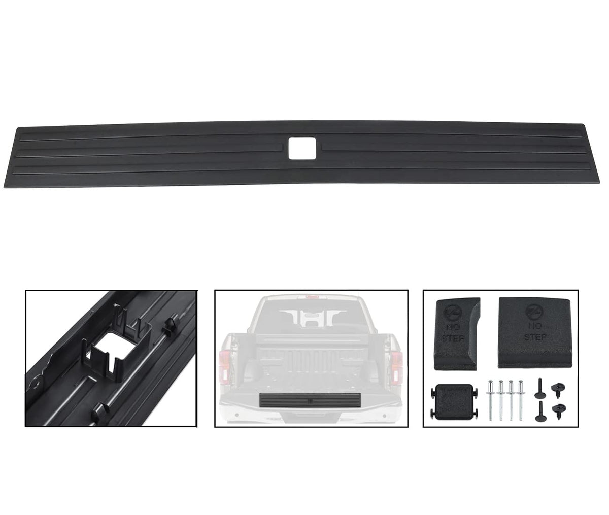 OKPARZ Compatible for Flexible Flex Step Center Tailgate Cap Mad Trim Molding with Release Button Ford F-150 F150 2015-2020 FL3Z