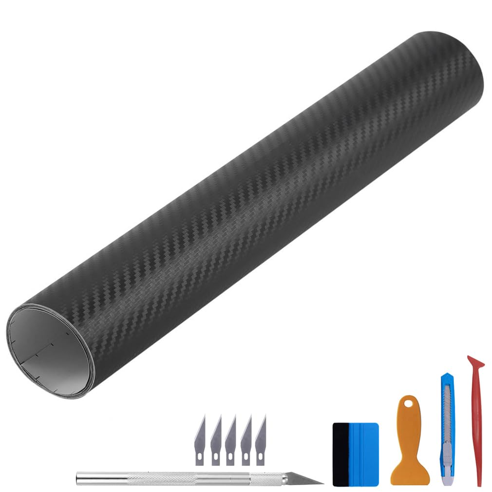Lzlrun Free Tool Kit 3D Carbon Fiber Vinyl Tape For Black Out Chrome Delete Window Trim Door Trim Universal Chrome Black Dry Car