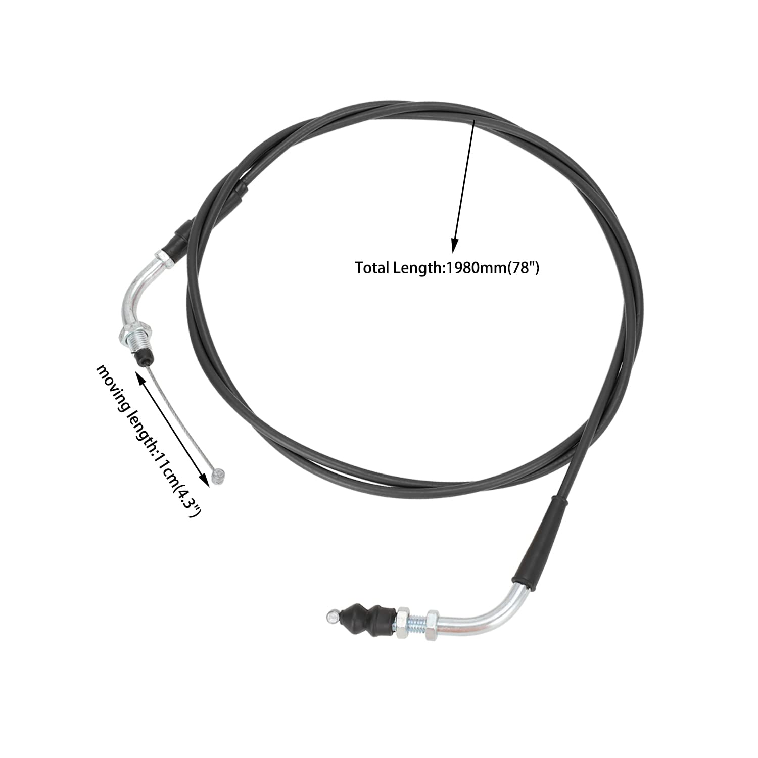 Yoxufa 78 Inch Throttle Cable For Gy6 50Cc 80Cc 90Cc 110Cc 125Cc 150Cc 139Qmb 157Qmj Scooter Tao Tao Vip Future Champion Ice Bear Jonway Roketa Wildfire Vespa Buggy Moped Atv Go Kart Motorcycle Parts