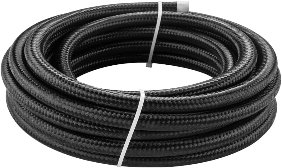 8AN Fuel Line, 1/2 Braided Fuel Hose Nylon CPE hose for Oil Gas, Power Steering,fuel Transmission, 10FT Black