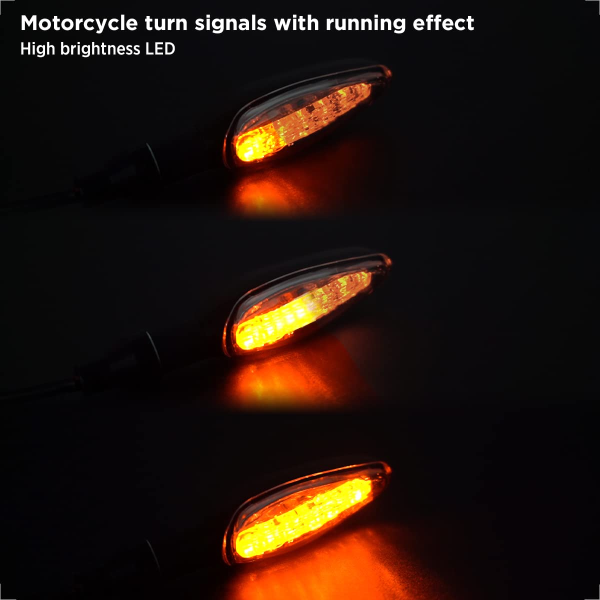 Evermotor Led Motorcycle Turn Signals Yellow Tail Sequential Lights 12V Running Aluminium Alloy Front Ebike Indicators With E-Mark For Honda,Ktm,Kawasaki,Suzuki(4 Pieces)
