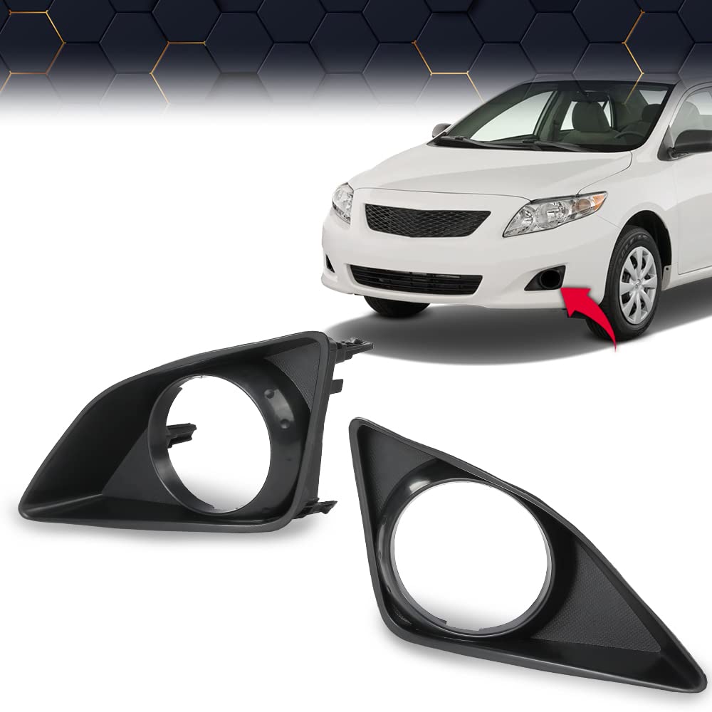 PIT66 Fog Light Trim Set, Compatible with 2009-2010 Toyota Corolla w/Fog Light Hole Driver and Passenger Side black
