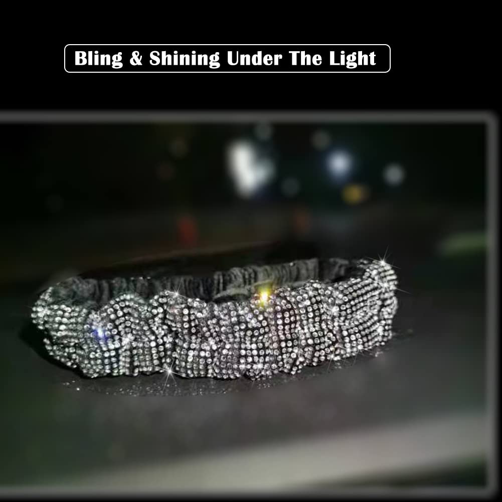 Beaumile Bling Rearview Mirror Accessories Elastic Plush Car Rear View Mirror Cover For Women Bling Car Accessories Universal Fit White