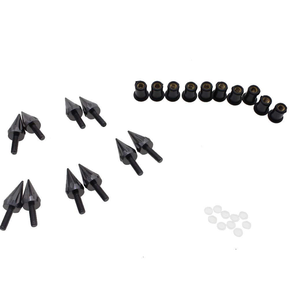 Procnc Motorcycle Spike Windshield Bolts Screw Nuts Fit For Honda Cbr 600Rr 1000Rr For Suzuki Gsxr 600 750 1000 For Yamaha R1 R6 R6S For Kawasaki Zx6R Zx9R Zx10R Zx12 (Black)