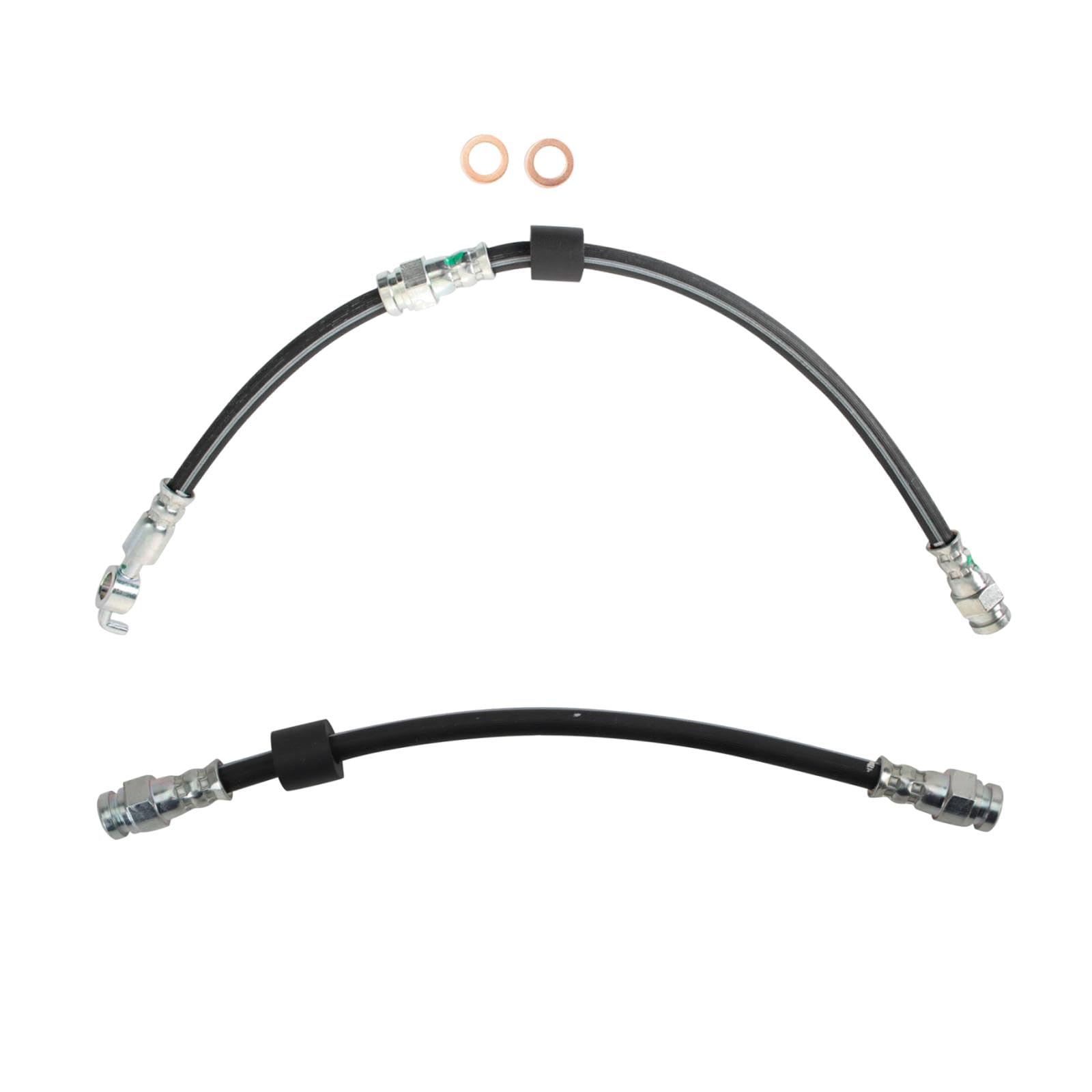 Trq Driver & Passenger Side Brake Hose Set Compatible With 1991-2003 Ford Escort 1991-1993 Mercury Tracer