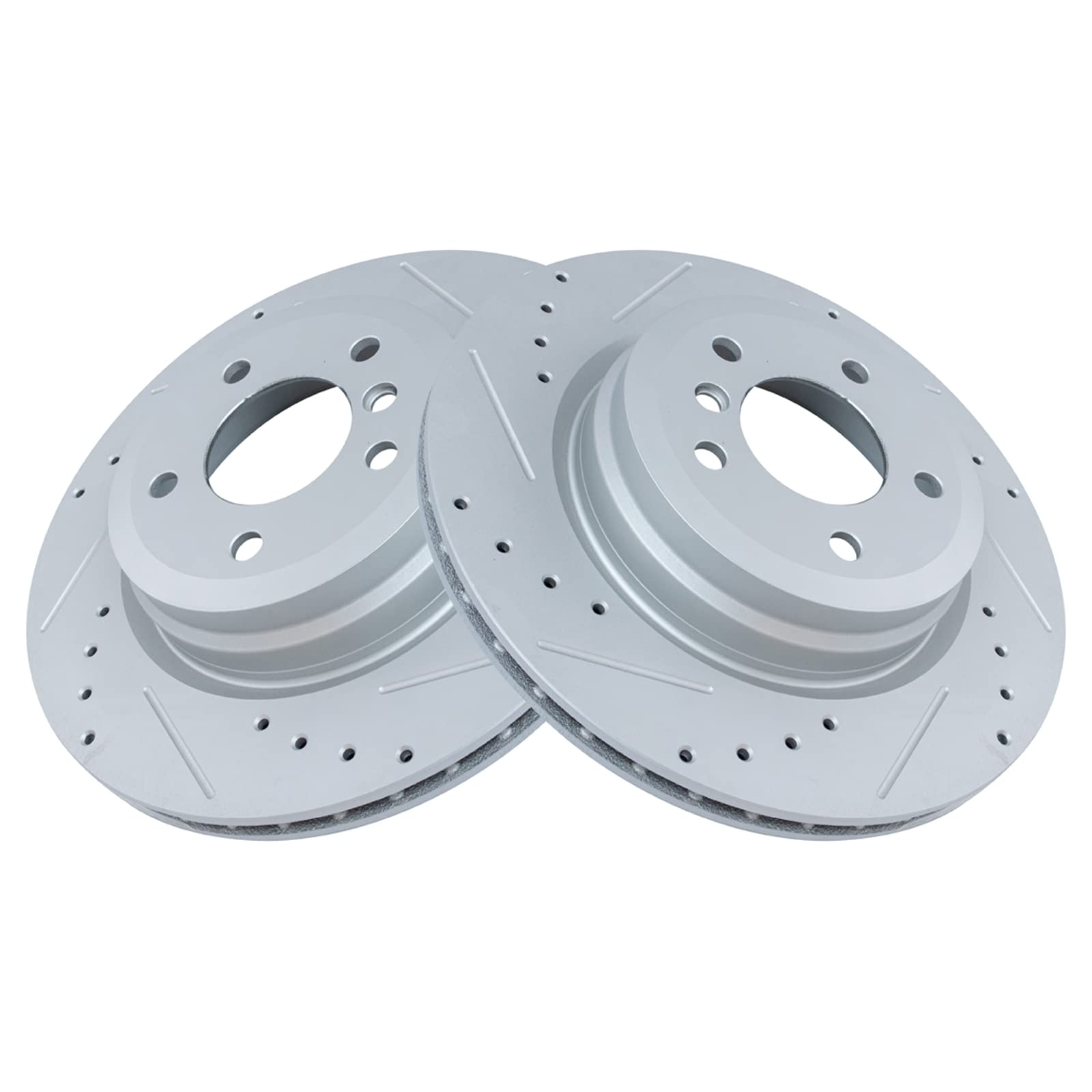 Trq Performance Brake Rotor Drilled & Slotted G-Coated Rear Pair Compatible With Bmw