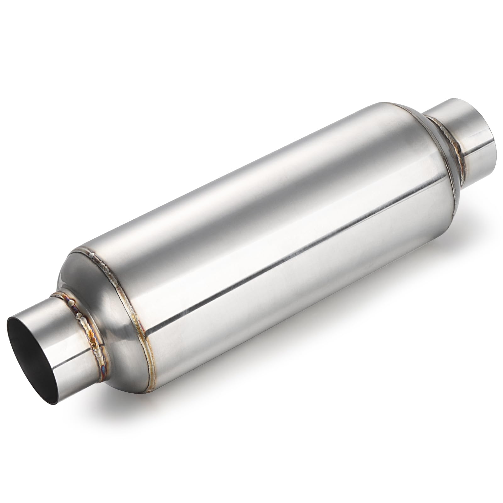 A-Karck 2.25'' Inlet Exhaust Resonator, Muffler Resonator 2.25'' Inlet 2.25'' Outlet 14'' Overall Length Stainless Steel