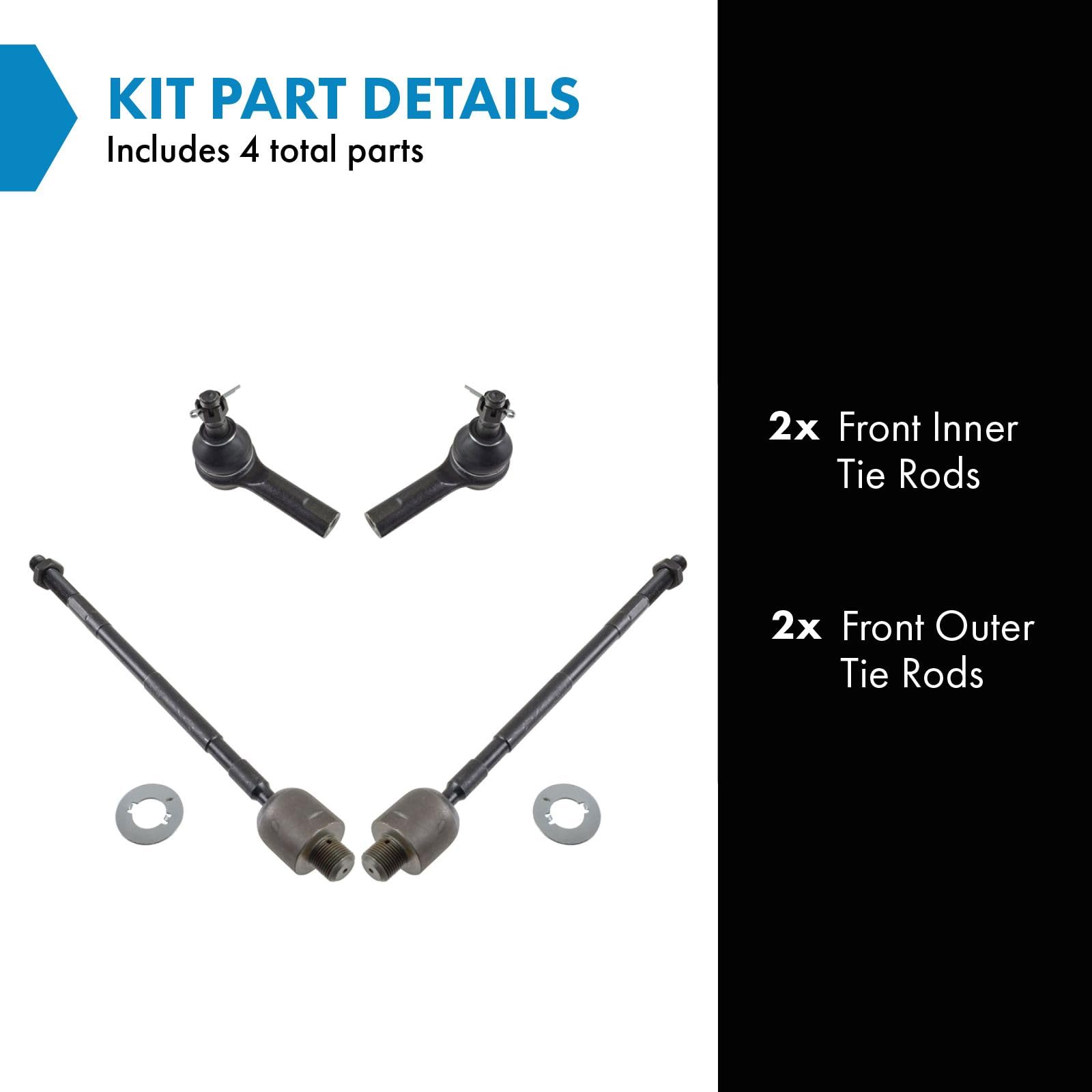 Trq Front Tie Rod Set Compatible With 1997-2003 Infiniti Qx4 1996-2004 Nissan Pathfinder