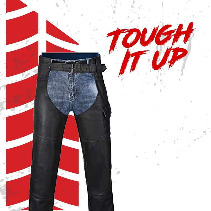 Hwk Motorcycle Leather Chaps For Men And Women, Black Motorcycle Chaps For Road Rash Protection And All-Weather Comfort, Stylish