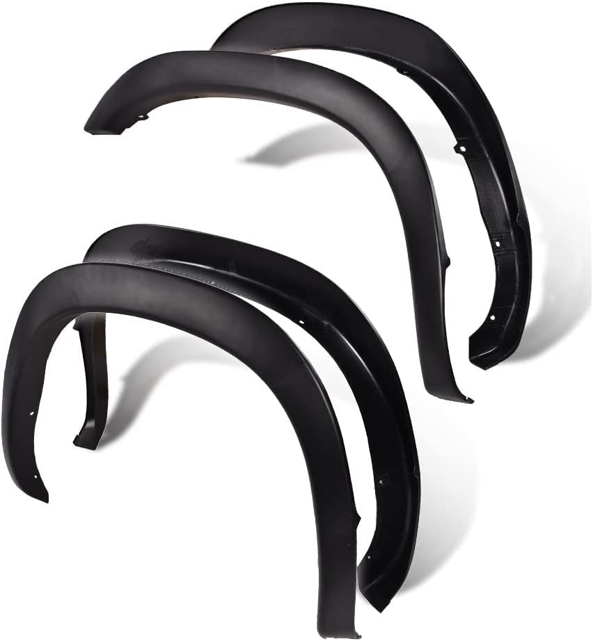 Pit66 Fender Flares, Compatible With 2002-2008 Dodge Ram 1500/2003-2009 Ram 2500 3500 (Do Not Fit Dually Models) Textured Factory Style Black Polypropylene Wheel Cover 55276209Ac