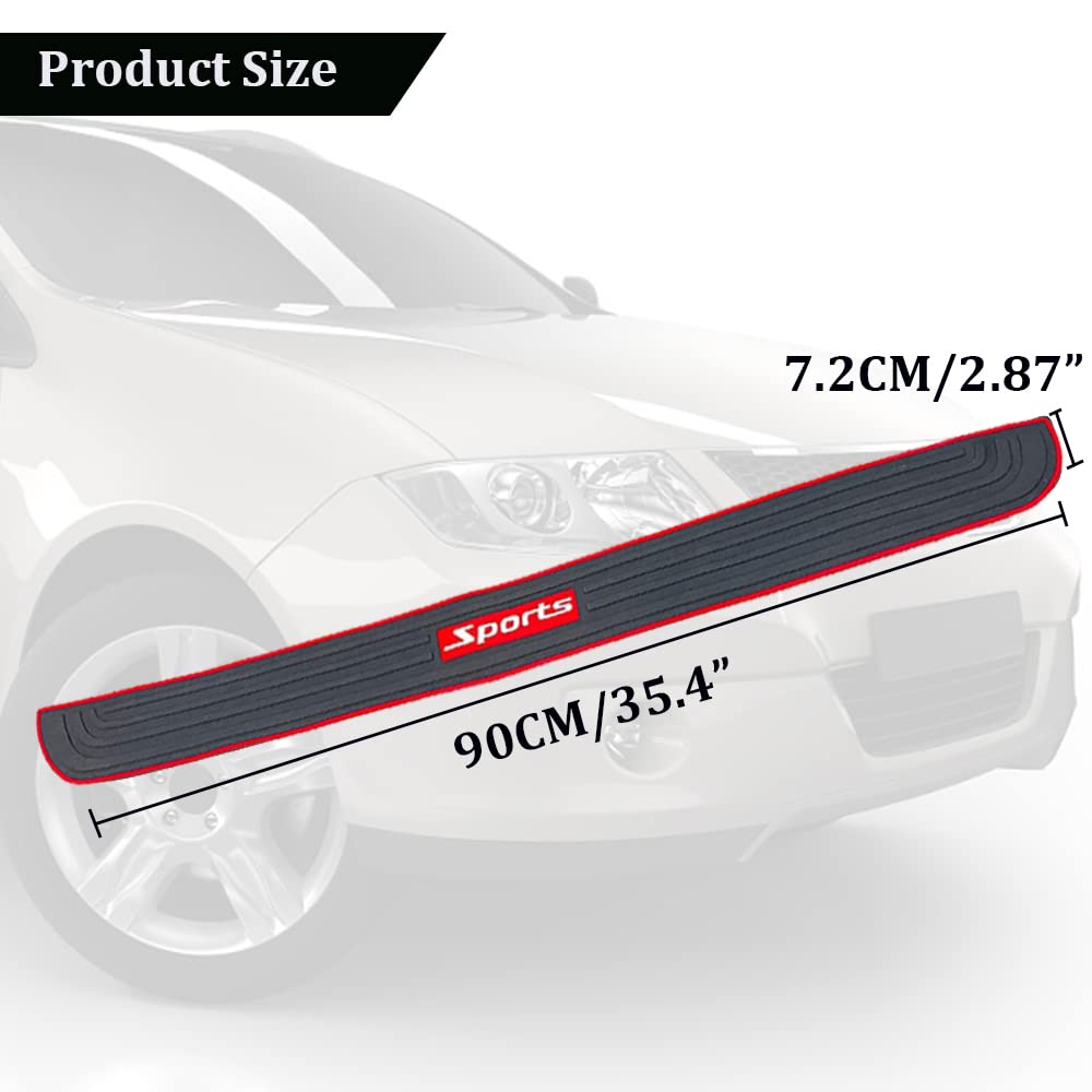 Pincuttee Rear Bumper Protector Guard For Car,Universal Black Rubber Scratch,Resistant Trunk Door Entry Guards,Accessorie Trim Cover Universal(1 Pack,Red Sport