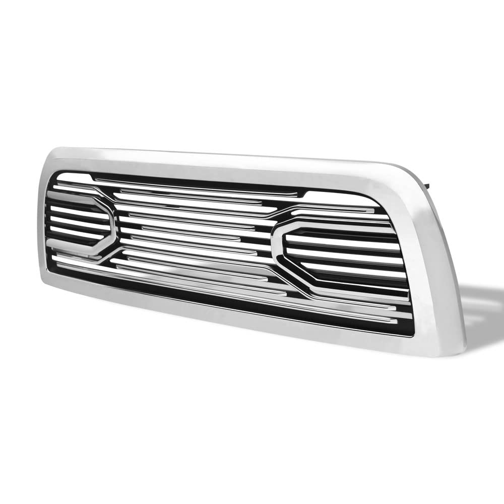 TLAPS 7422438298218 Compatible With 2010-2018 Dodge Ram 2500/3500 / 4500/5500 Chrome Big Horn Style Horizontal Front Bumper Gril