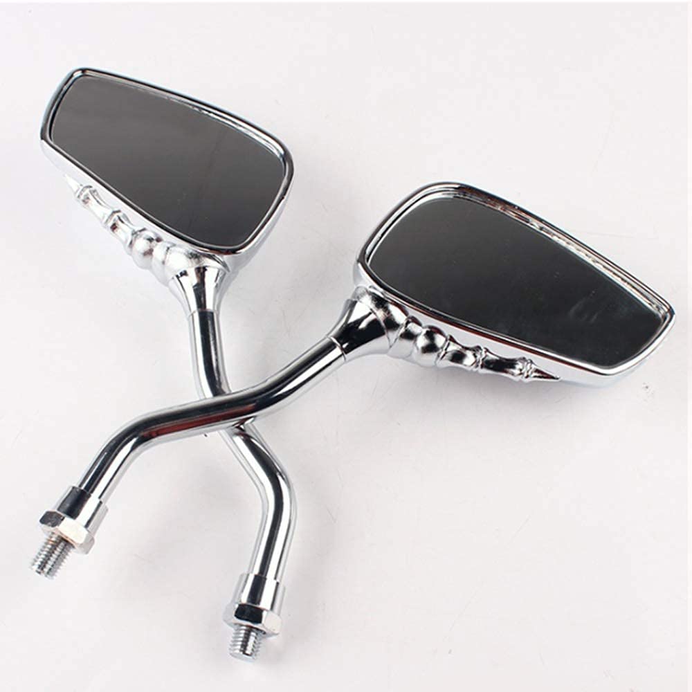 Pairs Of Distinctive Skull Skeleton Hand 8Mm 10Mm Rearview Side Mirror For Motorcycle Scooter Moped Bike Standard Bike (Silver)