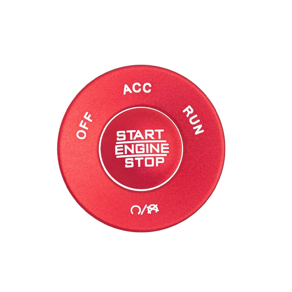 LECART Red Start Engine Stop Button Cover Stickers for Jeep Wrangler JL JLU Gladiator JT 2020-2022, Aluminum Ignition Button Stickers