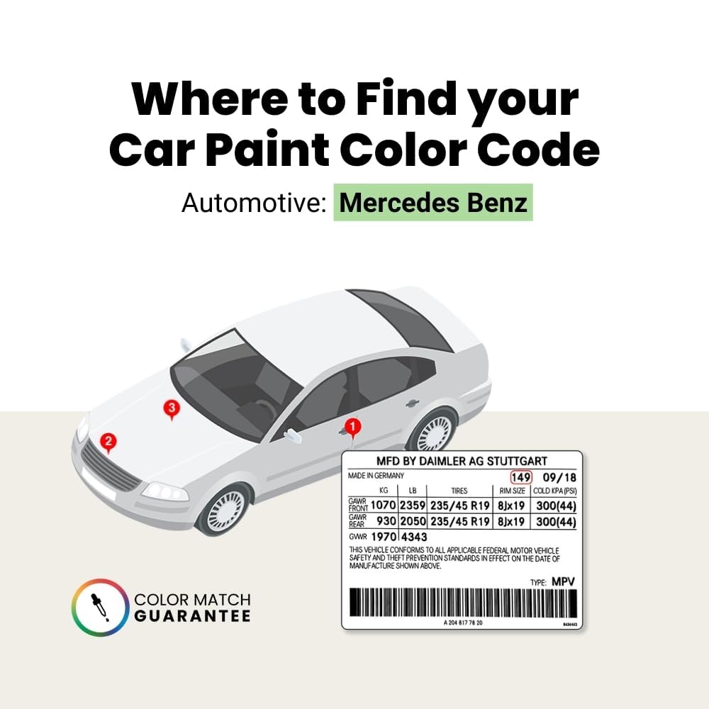 Touchupdirect 149/9149 Polar White Compatible With Mercedes-Benz Exact Match Touch Up Paint Brush - Essential Kit