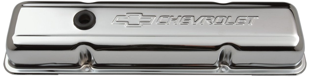 Proform 141-102 Sbc Chrome Bowtie Valve Cover - Short With Baffle