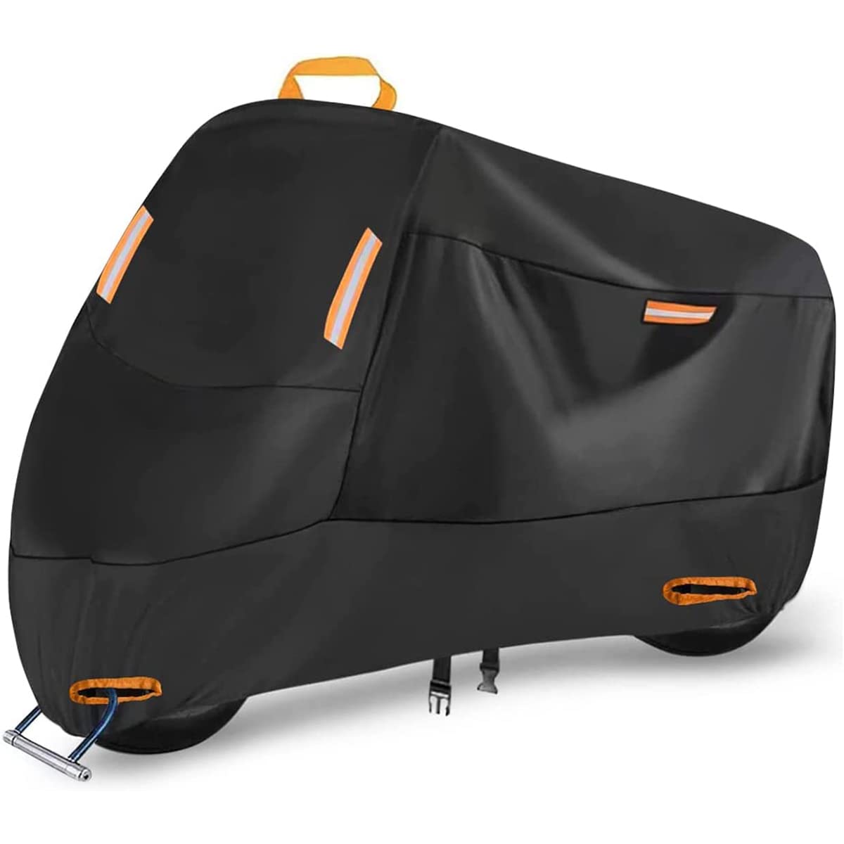 300D Heavy Duty Motorcycle Cover, Seceles All Season Durable Waterproof Outdoor Protection Scooter Cover With 4 Reflective Strips Lock-Holes Storage Bag Fits Up To 91' Yamaha Honda Harley Suzuki (Xl)