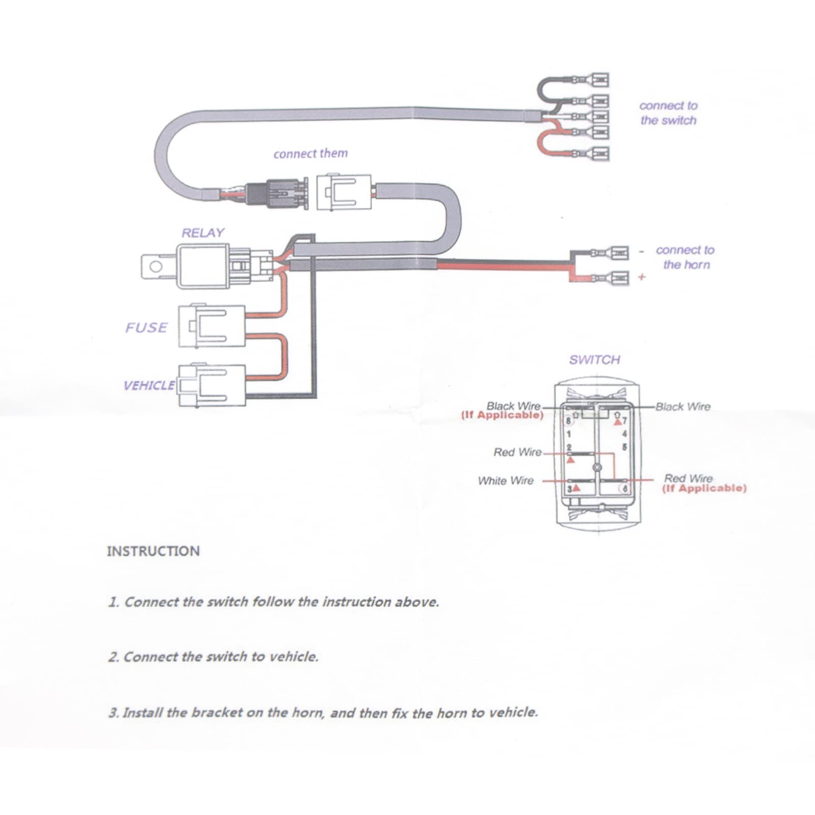 Universal UTV Horn Kit for RZR 12V Horn With Button Rocker Switch Compatible with Polaris RZR XP 1000, Ranger, Honda Pioneer Tal