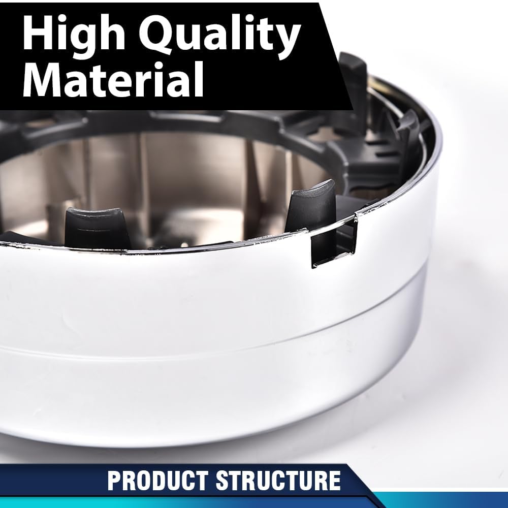 Pit66 Rear Wheel Center Hub Cap, Compatible With Dodge Ram 3500 2003-2017 1-Ton Dually 8-Lug 5 Slot 17'' Steel Chrome Rear Wheel