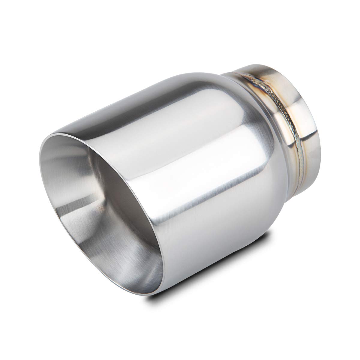 Lcgp 3' Inlet Universal Exhaust Tip, 4' Outlet - 5' Long, Stainless Steel Double Wall Angle Cut