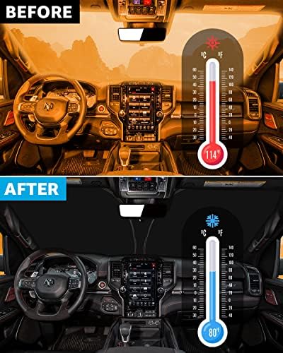 Proadsy 2025 Upgrade Windshield Sunshade Custom For Dodge Ram 1500 2019-2024 2025 Window Shade Cover Foldable Sunshade Shield Bl