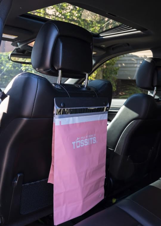 Tossits Disposable Car Trash Bag Hanging (Pink, Set Of 7) - Leak-Proof, Smell-Proof Automobile Trash Container, Eco-Friendly, Th