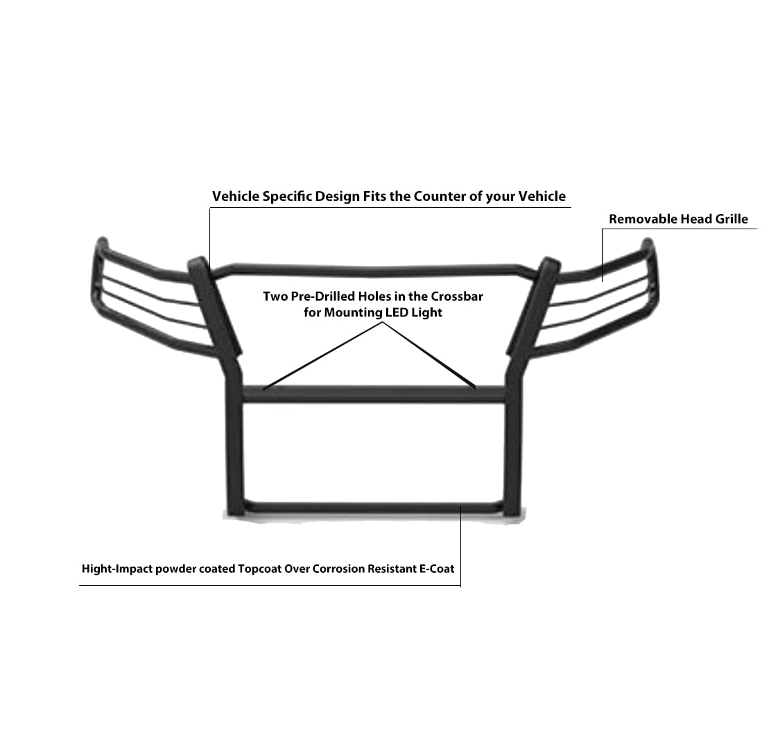Black Horse Grille Brush Bumper Guard Modular Black Compatible With 2015-2022 Chevrolet Colorado|2015-2022 Gmc Canyon(Excludes Z