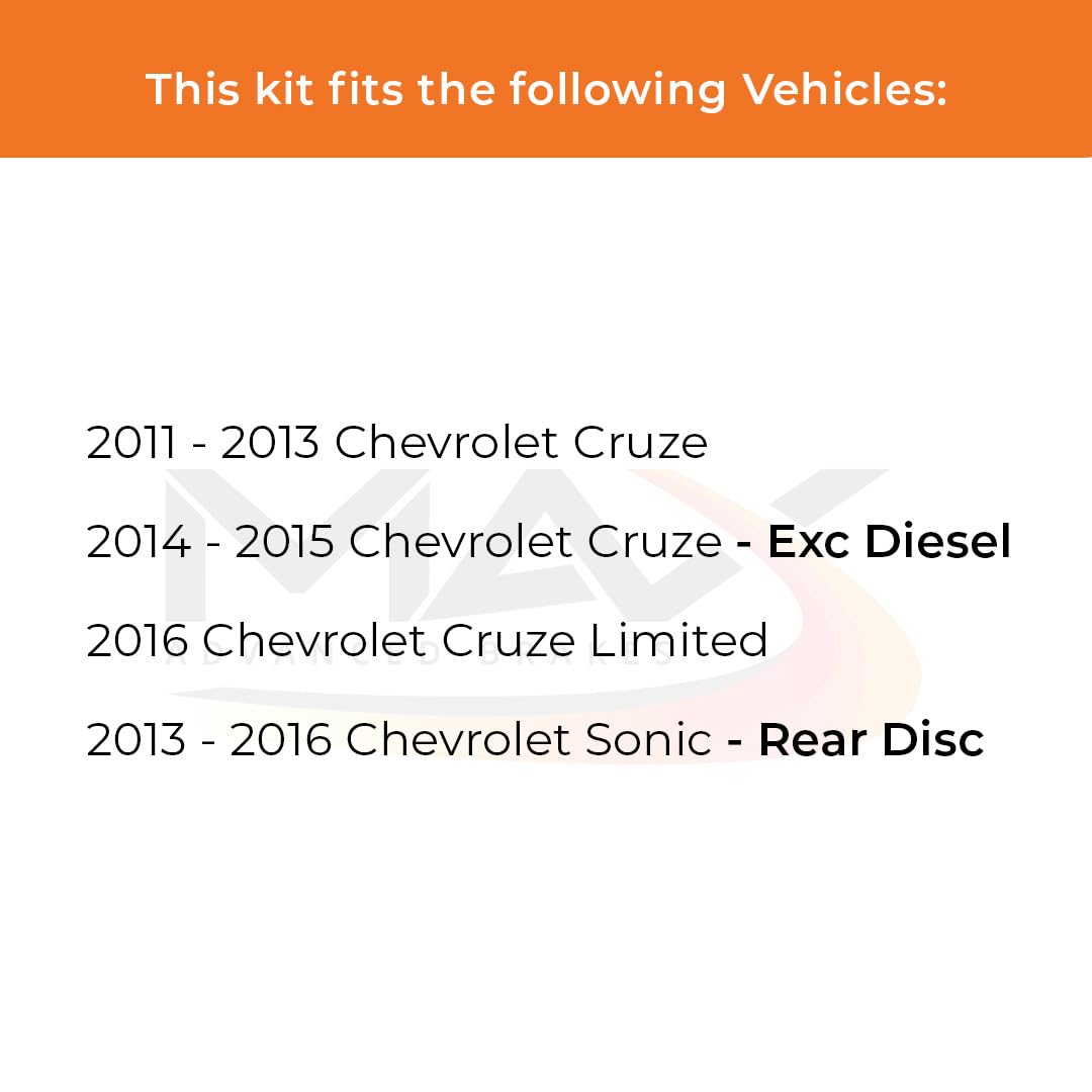 Max Advanced Brakes Front & Rear Brake Kit For 2011-2015 Chevy Cruze 2016 Cusze Limited 2013-2016 Sonic Rear Disc Replacement Premium Oe Disc Brake Rotors And Ceramic Brake Pads
