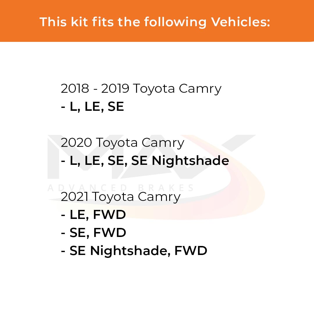 Max Advanced Brakes Front & Rear Brake Kit For 2018 2019 Toyota Camry L Le Se 2020 2021 Toyota Camry Replacement Premium Oe Disc Brake Rotors And Ceramic Brake Pads