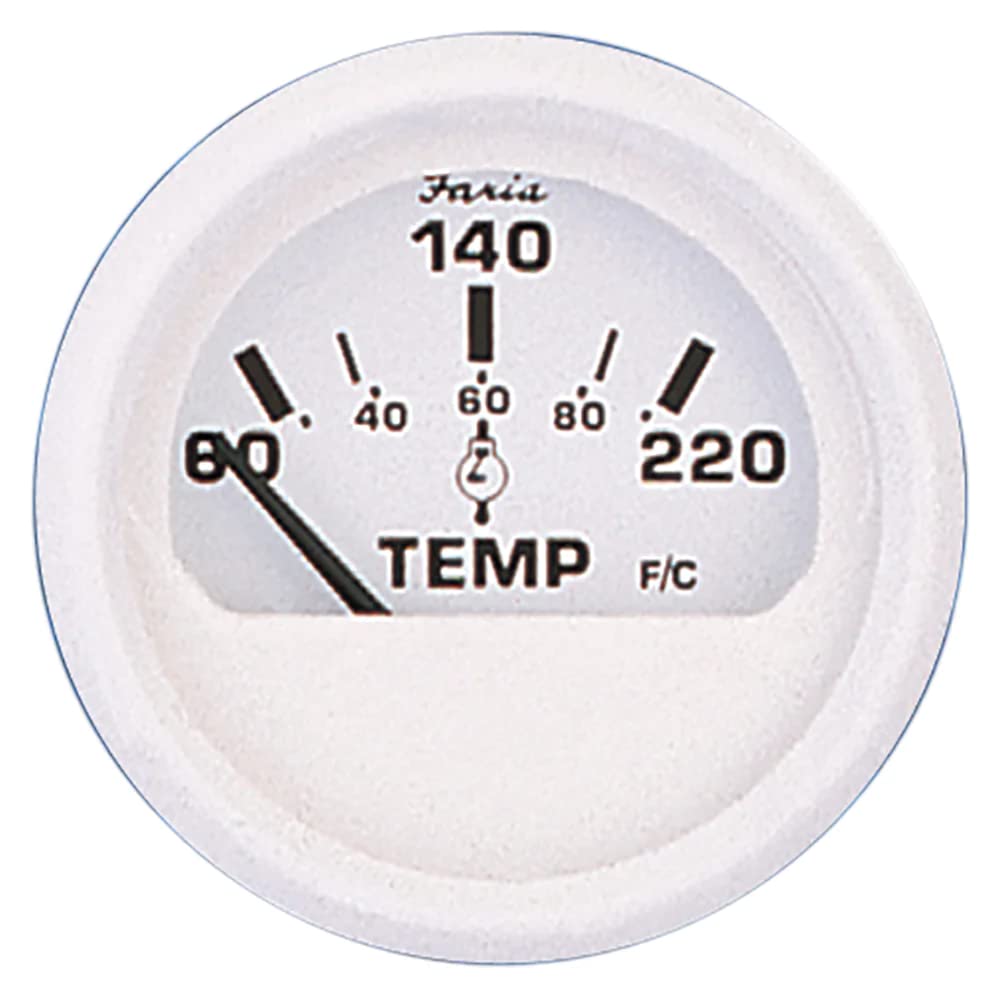 Faria Beede Instruments 13113 Dress Head Cylinder Head Temperature Gauge With Sender - White, 2''