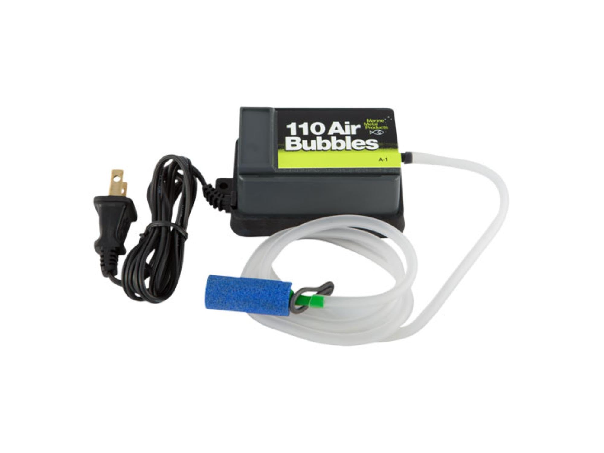 Marine Metal A-1 Air Bubbles Pump with Tubing & Air Stone for Live Bait (110 Volts), 5-10 Gallon, Multi-Coloured