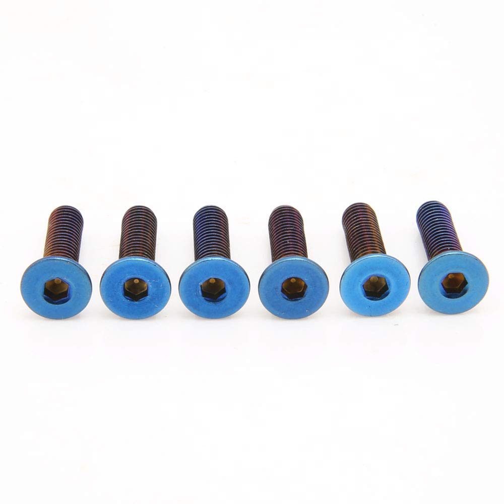 Kyostar 6 Pcs Stainless Steering Wheel Screw Bolts M5  0.8 (Length 15Mm) Burnt Titanium Blue Steering Wheel Bolts Screw