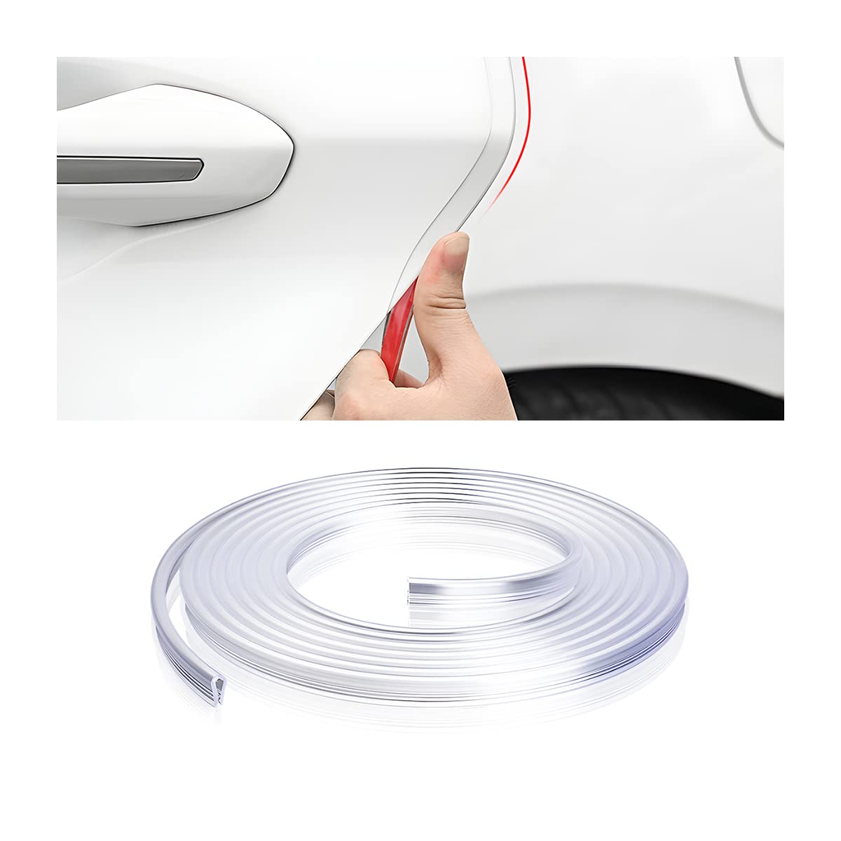 Car Door Edge Guards, 16Ft Pvc U Shape Sealed Door Edge Protection, Anti-Collision Protector Strips Guards, Clear Anti-Scratch T