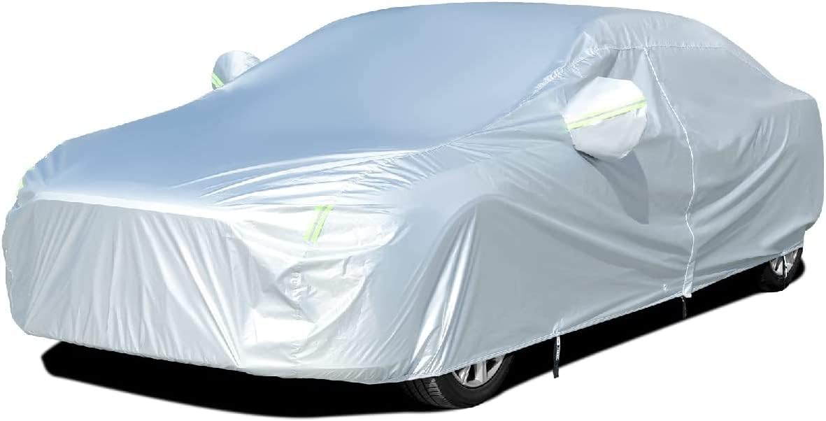 Tecoom Light Shell Waterproof Uv-Proof Windproof Design Car Cover With Zipper Storage And Lock For All Weather Indoor Outdoor Fi