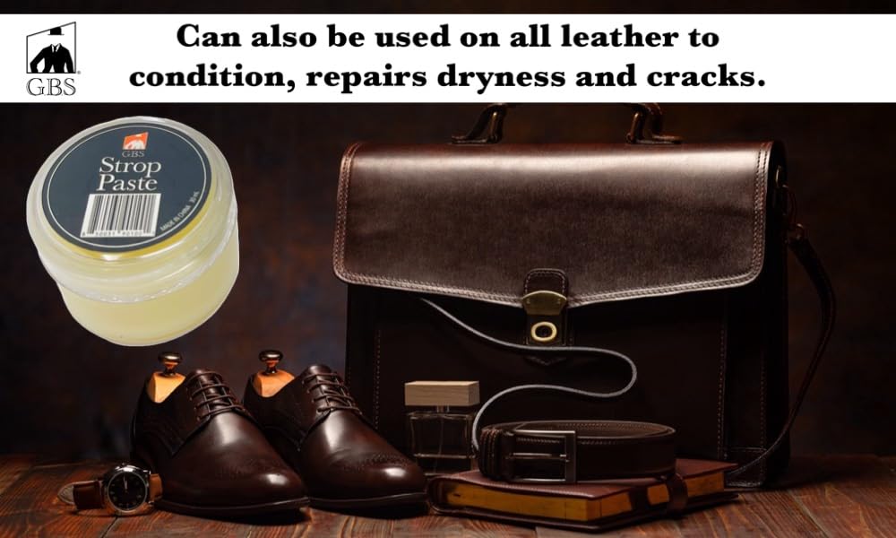 G.B.S Leather Strop 30Ml Conditioning Paste Professional Hone And Sharpen Your Shaving Razor, Blade, Knives, Cutlery And Tools-