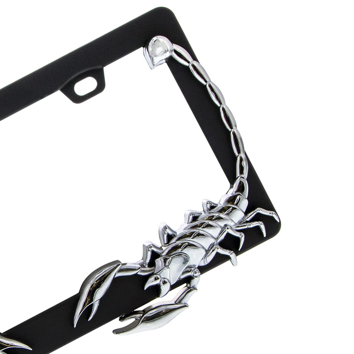 United Pacific Universal Die-Cast Metal, Chrome Scorpion License Plate Frame Holder For Cars, Trucks, Rvs, Semi, Car Accessories - 1 Unit