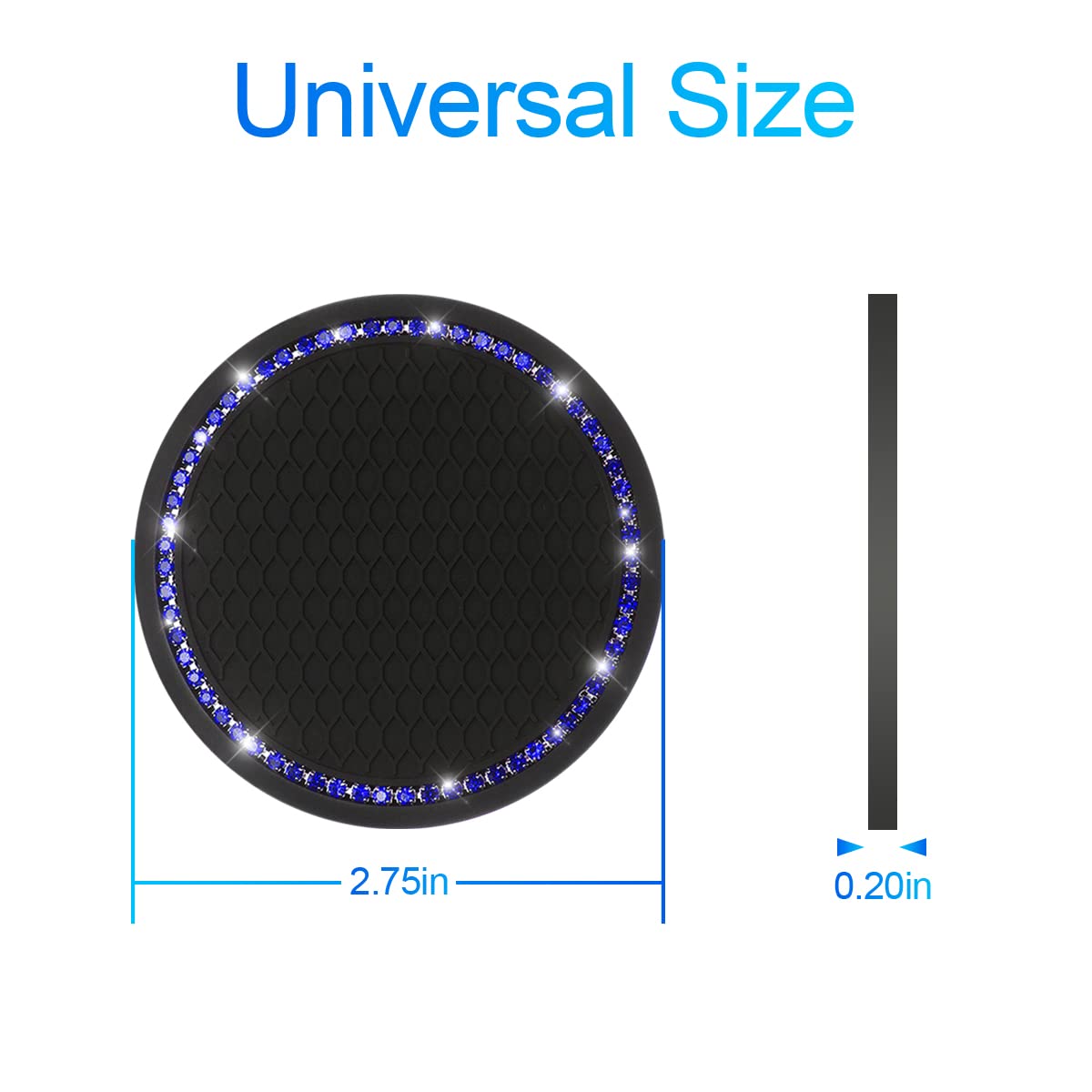 2 Pack Car Bling Cup Holder Coaster, 2.75 Inch Crystal Rhinestone Car Cup Holder Insert Coaster,Universal For Cars, Vehicles, Suvs, Car Interior Accessories For Women And Men (Black/Blue)