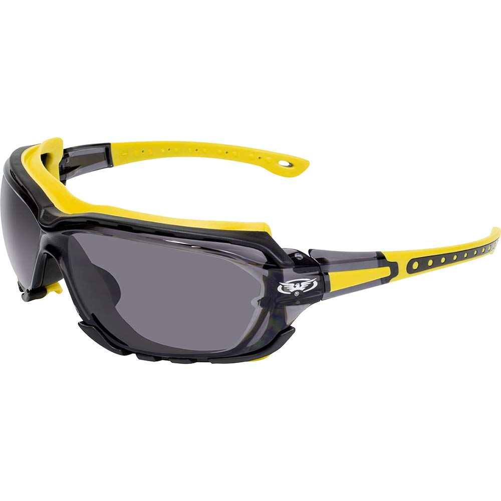 Global Vision Octane Padded Motorcycle Safety Sunglasses 2 Pair Clear and Smoke Lens ANSI Z87.1
