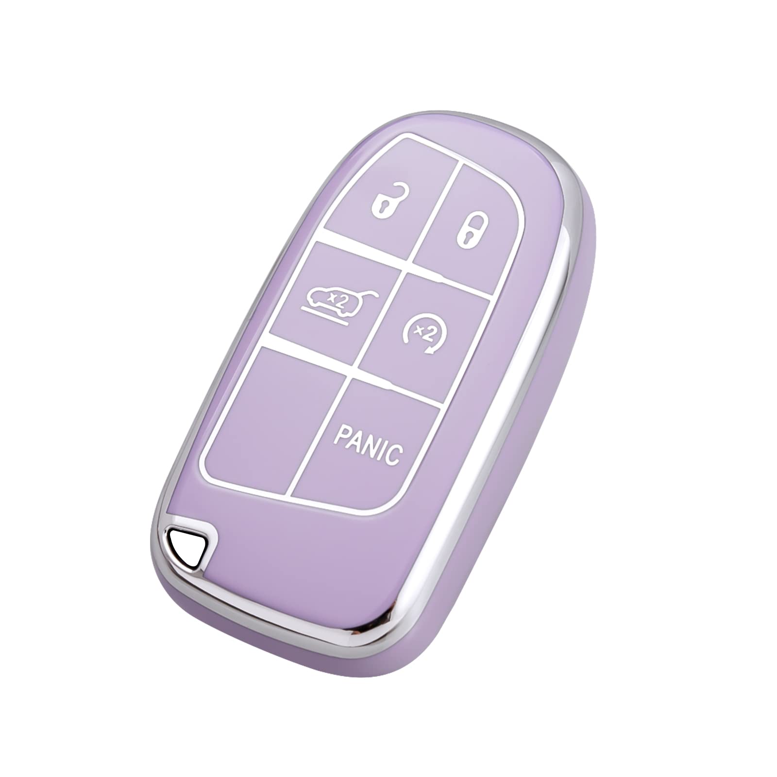 Offcurve For Dodge Jeep Key Fob Cover, Car Key Cover Case For Dodge Charger Challenger Dart Journey Durango Grand Caravan Ram Chrysler 200 300 Smart Key Car Accessories Holder Protector, Purple