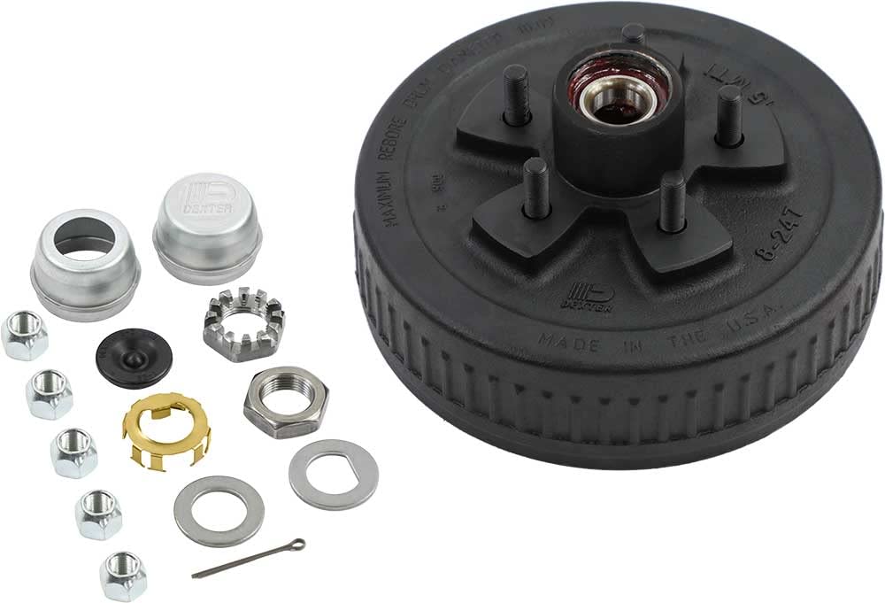Dexter Pre-Greased Trailer Hub-Drum Kit 3.5K Axle 5-4.50 Bolt Center 1/2 Studs (K08-247-1G)