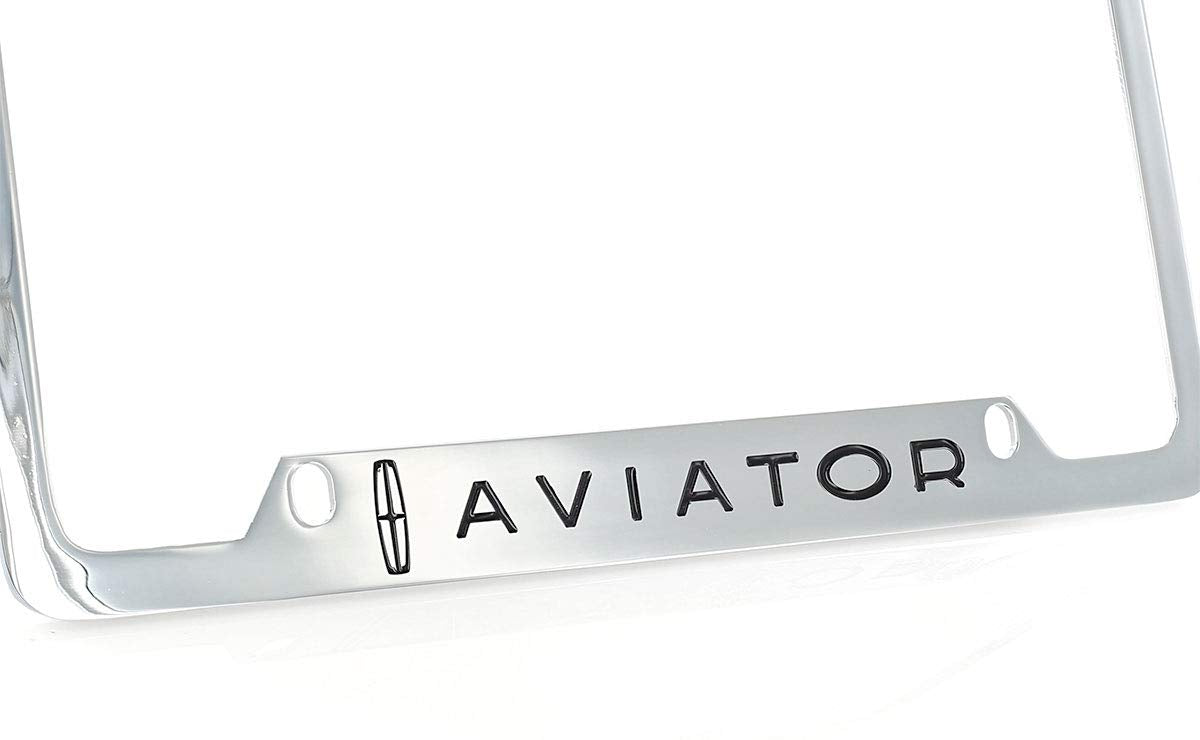 Lincoln Aviator Wordmark Logo Chrome Plated Metal License Plate Frame Holder 4 Hole