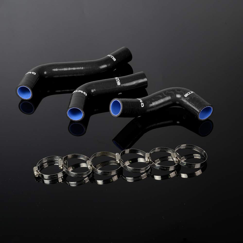 PIT66 Silicone Radiator Hose Kit,Compatible with 1989-1993 Mazda Roadstar Miata MX-5 NA6CE B6ZE 1.6L Black with Clamps