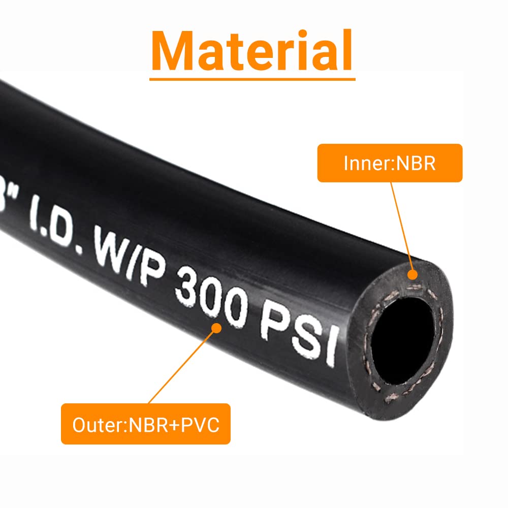 3/8'' Marine Fuel Hose Feed Line Rubber Type A1-15 / SAE J1527 USCG Standards Fits Ships and Marine Equipment (10 Ft)