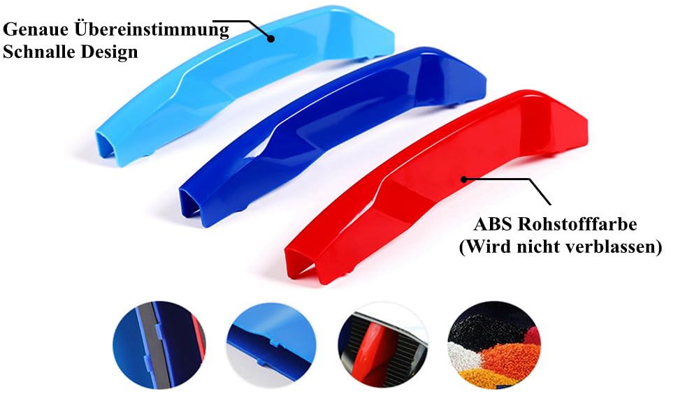 Goodream Exact Fit Tricolored Grille Insert Trims for BMW X5 G05 (2019-2023) - Blue & Red, Durable ABS Material