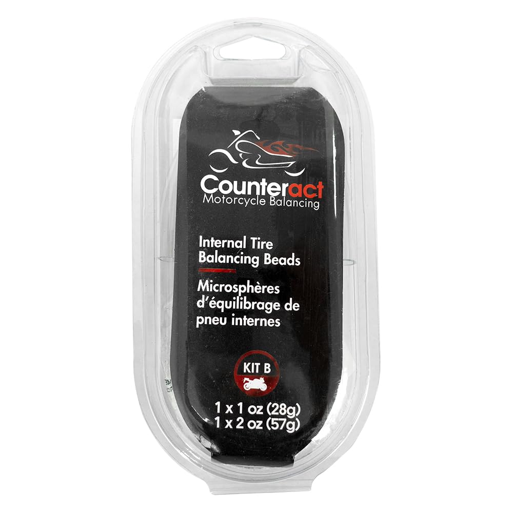 Counteract KIT-B Motorcycle Do It Yourself Tire/Wheel Balancing Beads Kit - (1) 1oz (1) 2oz DIY Bead Bags, (2) Valve Caps and Cores, (1) Core Remover, Injector Bottle