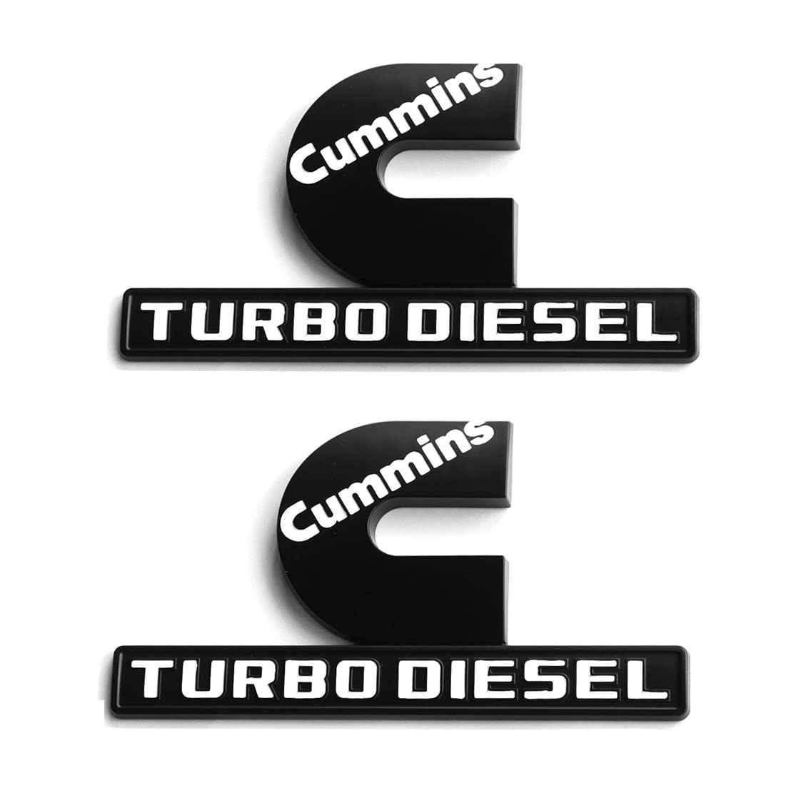 Yoaoo 2Pack Oem Black Cummins Turbo Emblem Compatible With 2500 3500 Emblem Matte White 6.2 By 3.4 Inches